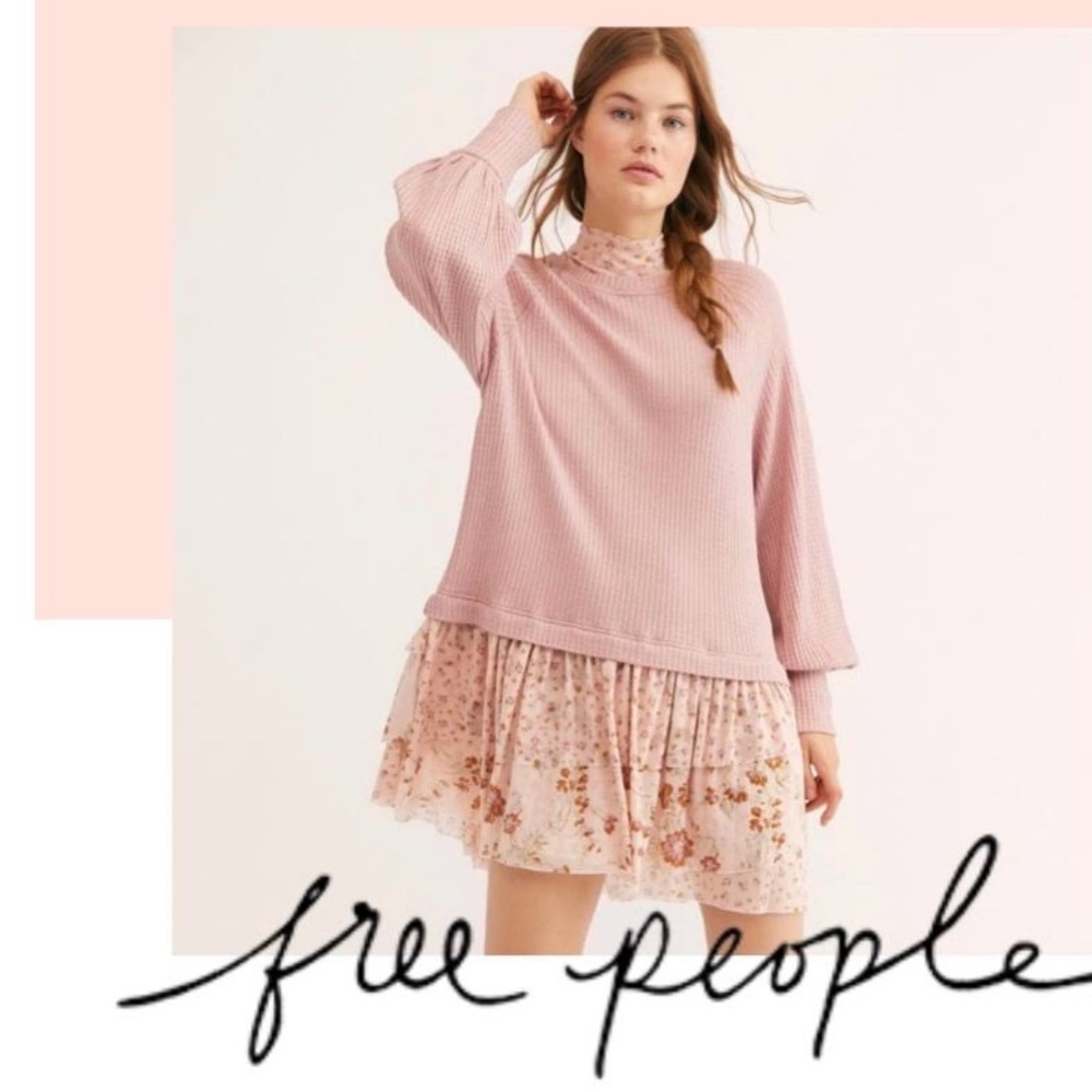 Free People Opposites Attract Pink Sweater Dress - Picture 1 of 9